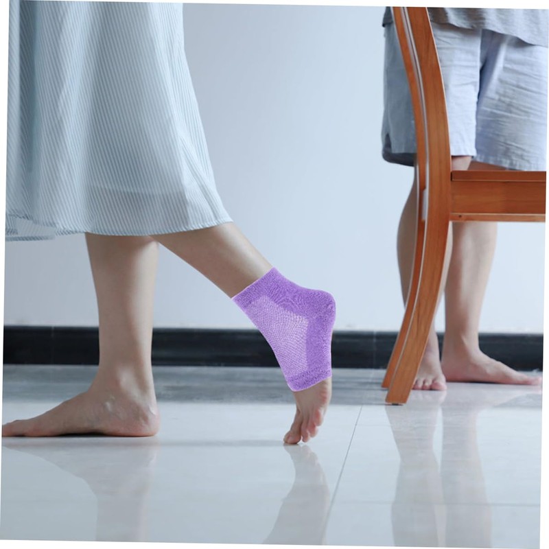 Mikinona 4pairs Moisturizing Heel Socks for Dry Cracked Heels Soft