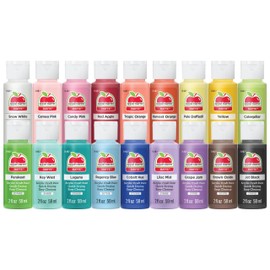 Apple Barrel, Colección Pastel Dreams & Vivid Wonders de Pintura Acrílica para Manualidades, Promotck, 2 fl oz cada una, 18 colores mate variados, 18 