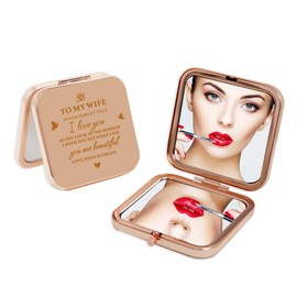 GLINTZ Gifts for Wife - Beautiful Wife Gift Compact Mirror Rose Gold, Birthday Gifts for Women, Wedding Anniversary, Valentines Day, Mothers Day for Wife