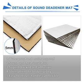 sourcing map 19.2sqft Heat Deadener Insulation Mat 12pcs 19.67inch x 11.81inch