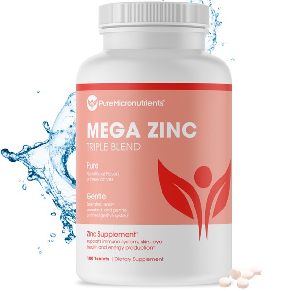 Pure Micronutrients Mega Zinc Supplement, 50mg, 3-in-1 Zinc Complex, 100