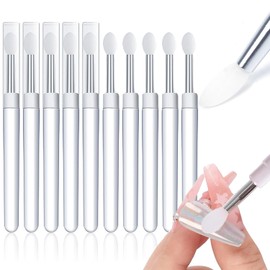 MOLILON 10pcs Silicone Nail Art Brushes Silicone Nail Brush Reusable Nail Brushes Chrome Nail Powder Applicator Lipstick Eyeshadow Applicator Pen Manicure Brushes Nail Art Tools