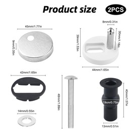 2 Pack Toilet Seat Hinge Bolts Kit,Quick Release Expanding Rubber Toilet Seat Replacement Parts,Toilet Seat Repair Bolts and Screws Toilet Cover Maintenance Accessories for Home Bathroom