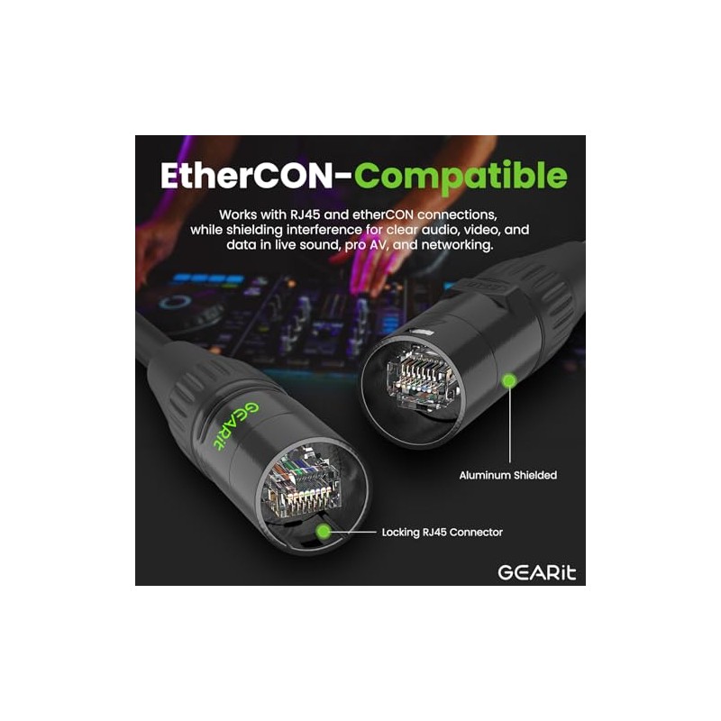 Cable Ethernet GEARit CAT6, compatible con EtherCON, conector RJ45 para