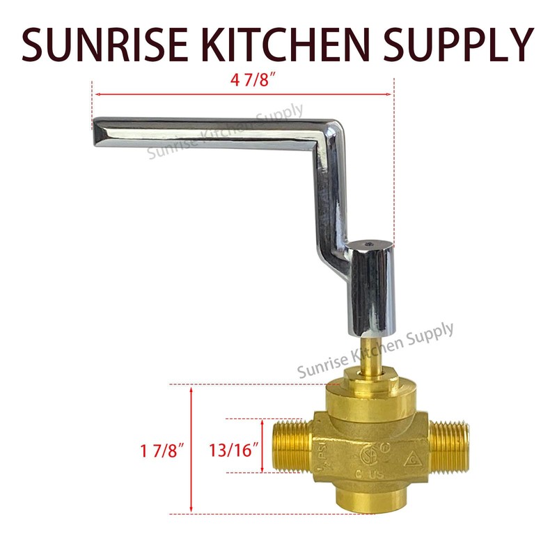 Sunrise Kitchen Supply Gas Burner Ball Valve with Handle for