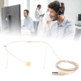 Leapiture Headset Microphone, 3-Pin Earhook Microphone, Omnidirectional Condenser Microphone, Beige, Single Over-Ear Microphone with Capacity Head for Pocket Transmitter