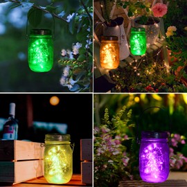 ZNYCYE Mason Jar Solar Lights for Outside, 12 Pack 30LED Fairy Firefly Lights Mason Jar Solar Lids Outdoor Waterproof String Lights with Hangers(NO Jars) for Patio Garden Yard Lawn Decor(6 Colors)