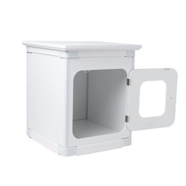 MEWANG Decorative Cat House - Wooden Cat Home Nightstand - Hidden Litter Box Furniture - Indoor Pet Crate - Cat Washroom Storage Bench - Cat Litter Box Enclosure