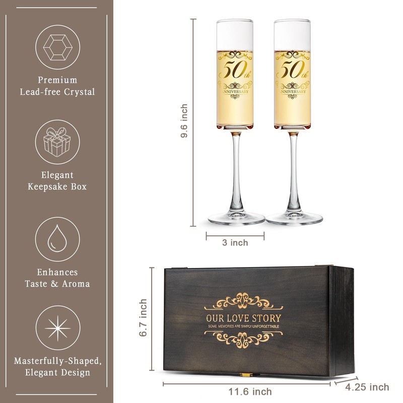 Urllinz 50th Wedding Anniversary Champagne Flutes Gifts-50th Anniversary Decorations,Best Anniversary