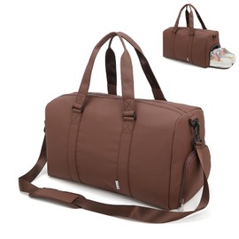 NOL Waterproof Gym Duffle Bag for Men & Women with Shoe & Wet Compartments, Multiple Pockets | Adjustable Shoulder Strap for Sports, Travel, Fitness, Workout & Hospital Use, Coffee