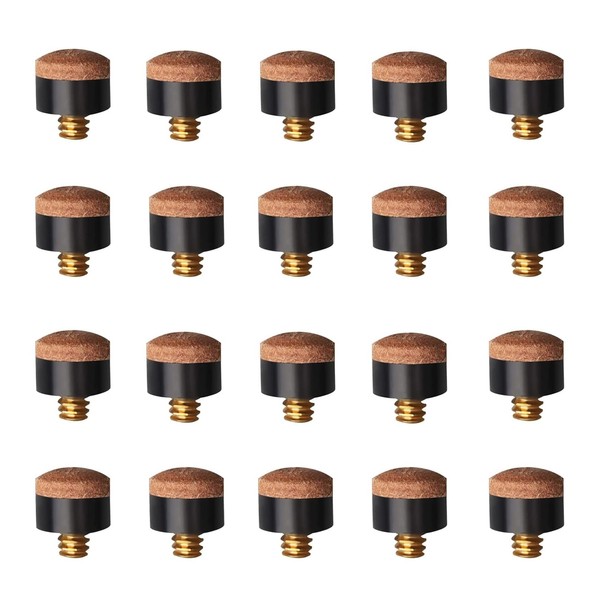 20 Pcs Pool Cue Tips Hard Leather Screw-on Tips,Screw on