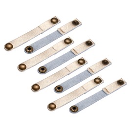 sourcing map Pack of 8 Leather Cable Straps Cord Organizer 90x12mm Portable Cable Leather Clips Golden Earphone Cord Management for Cable, Wire