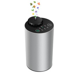 Waterless Essential Oil Diffuser Battery Operated Cordless Aromatherapy Diffuser with Timing & 3 Mist Levels car Diffuser，Black Aluminum Alloy (Silver)