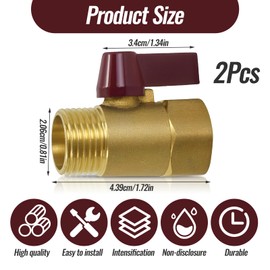 Brass Ball Valve, 1/2 Inch, Shut-Off Valve, 1/2 Inch Male Thread, Gas Shut-off Valve, DN 15 Brass Ball Valves, Gas Ball Valve with Interior for Households, Industrial Applications