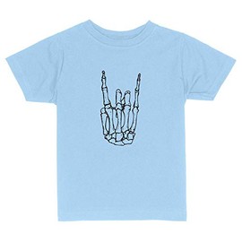 Skeleton Rock Hand Graphic Toddler Kids T-Shirt 3T Light Blue