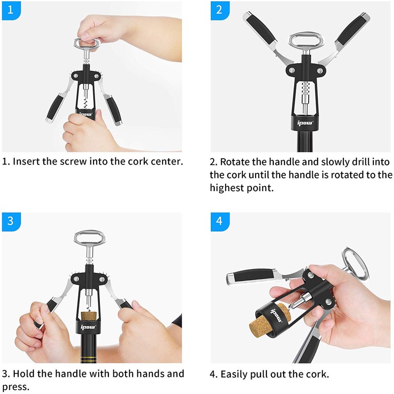 IPOW Wine Opener, Zinc Alloy Wine Bottle Opener, Wing Corkscrew