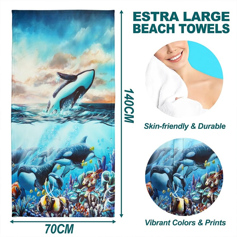 Zomer Beach Towel 70 x 140 cm, Printed Microfibre Bath