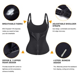 Bingrong Waist Trainer Corset Vest Sport Body Shaper Workout Corset Underbust Waist Cinchers Women Latex Cincher Tummy Tank(Black, S)
