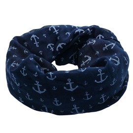 Soul-Cats 1 Children's Loop Scarf with Maritime Anchor Motifs in Dark Blue, blue