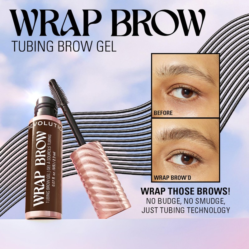 Revolution Wrap Brow, gel sopracciglia tubing, definisce e scolpisce, tinta