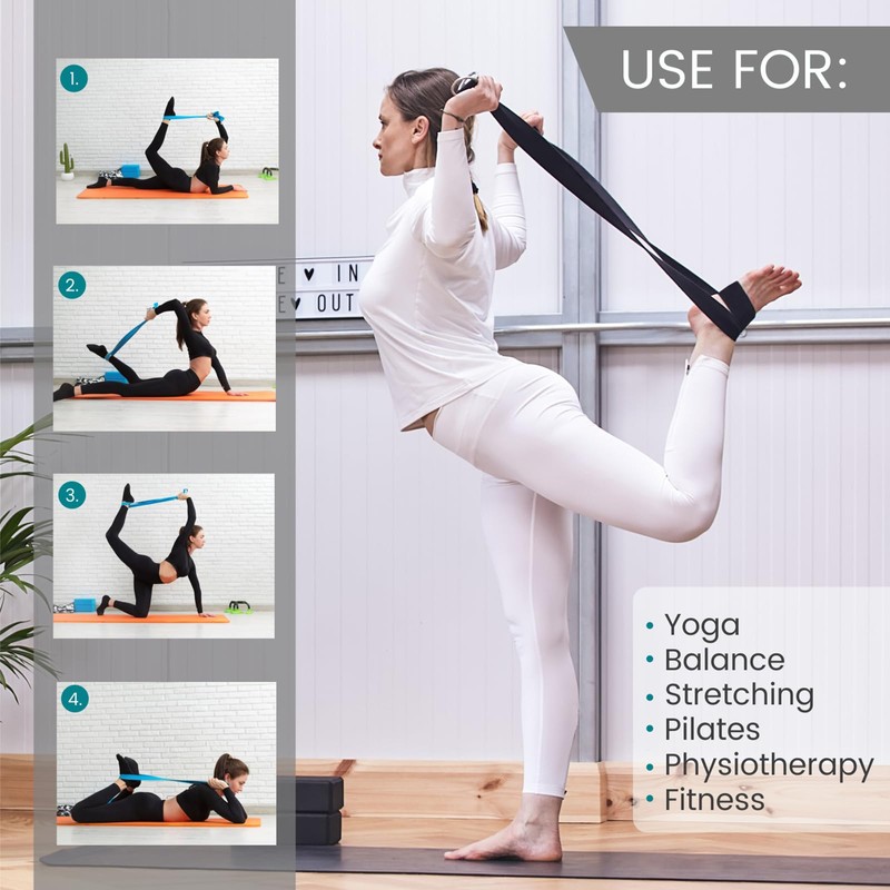 Yoga Studio Yoga Strap, 2.5m (8.2ft) Extra Long Durable Organic