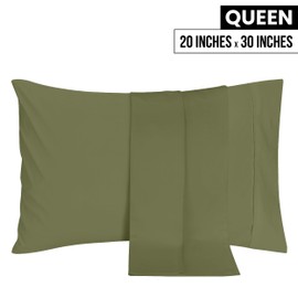 Utopia Bedding Queen Pillow Cases - 2 Pack - Envelope Closure - Soft Brushed Microfiber Fabric - Shrinkage and Fade Resistant Pillow Covers 20 X 30 Inches (Queen, Olive)