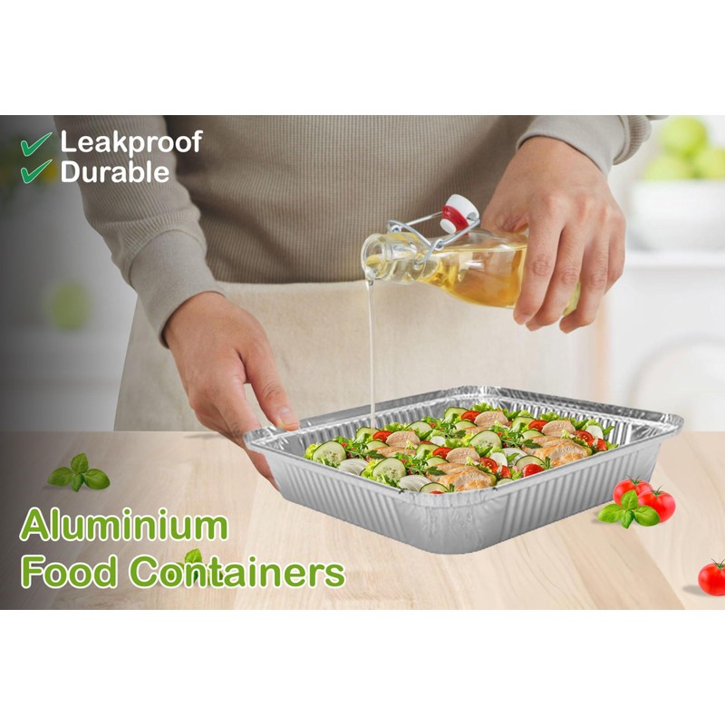 M1SS 100 Pcs X Square Aluminium Foil Trays with Lids