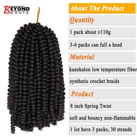 3 Pack Spring Twist Ombre Colours Crochet Braids Synthetic Braid Hair Extensions Low Temperature Fiber #4