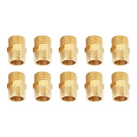 10 Pieces 1/4 BSP to 1/4 BSP Male Thread Brass Pipe Hexagonal Nipple Fitting Quick Adapter Fitting Connection Pipe Fittings