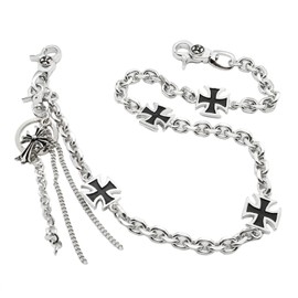 UNIQSUM Maltese Cross Charm wallet chain Biker Punk Key chain With Detachable Keyring (HX Silver)