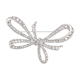 EVER FAITH Wedding Corsage Jewellery Crystal Art Deco Flower Leaf Wreath Brooch Pin for Women Bride Clear Silver-Tone, Crystal