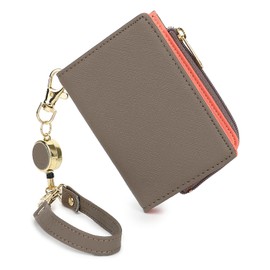 Honey&blue Pass Case, Commuter Pass Case, with Reel, Cute, Coin Purse, Genuine Leather, Women's, YKK, beige (taupe)
