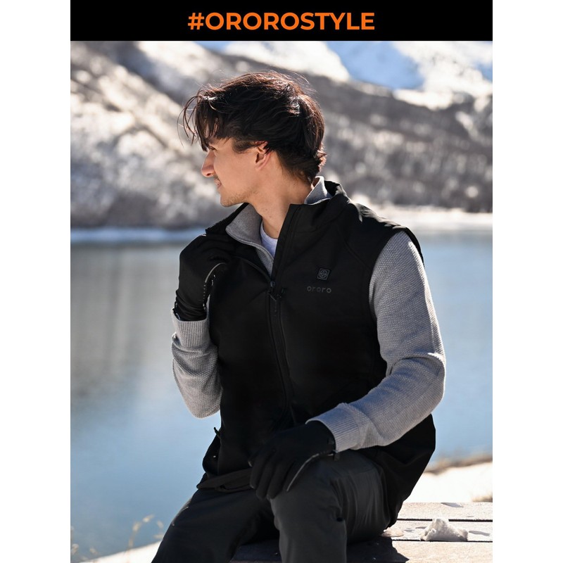 ORORO Men's Heated Softshell Vest with USB-C Rechargeable Battery, Soft