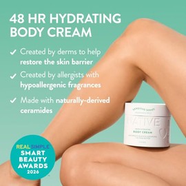Native, Crema Corporal Sensitive Series, sin Fragancia, Hidratación Profunda de 48 Horas, Hipoalergénica