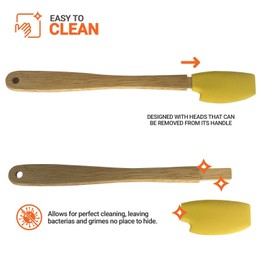 Exultimate Spatula Cooking Utensils Silicone Mini Wood Handle Heat Resistant Nonstick