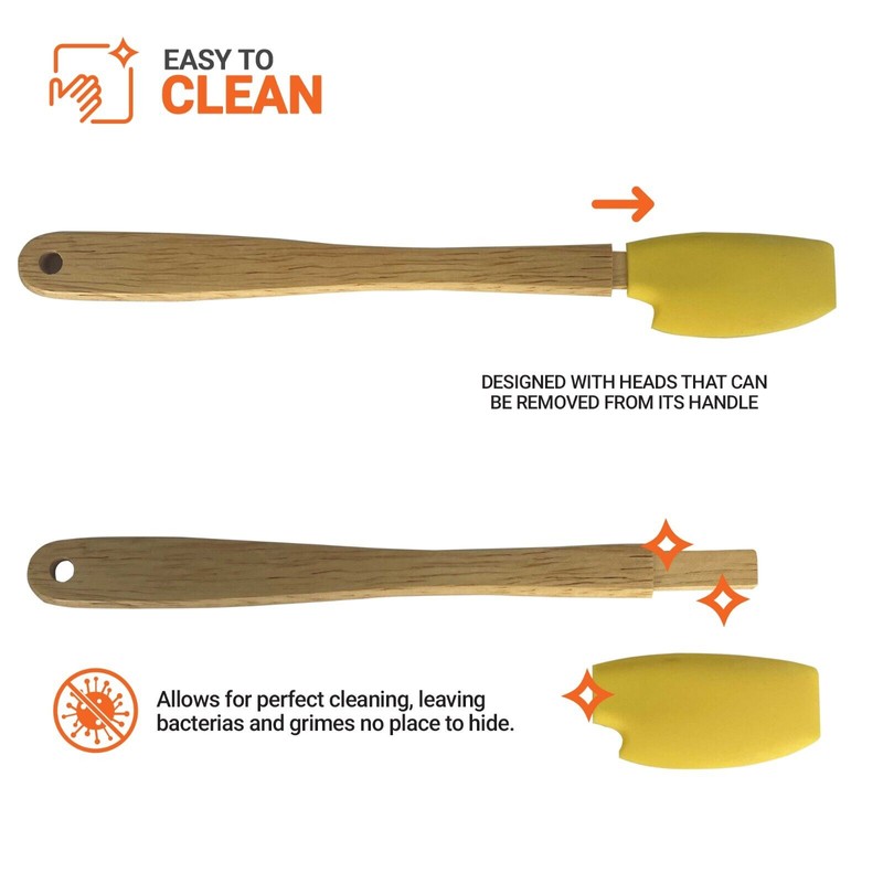 Exultimate Spatula Cooking Utensils Silicone Mini Wood Handle Heat Resistant