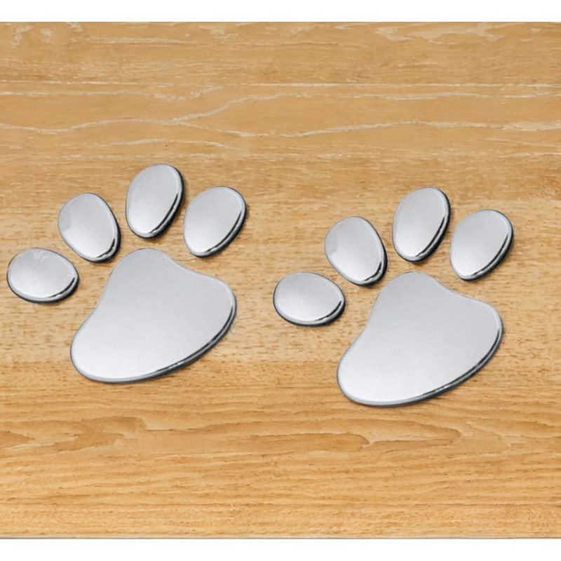 MINGZE 4pcs 3D Chrome Dog Paw Footprint Car Sticker, Auto