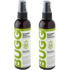 Buggins Natural Insect Repellent, DEET-Free, Repels Gnats & Flies, Plant Based, Vanilla Mint & Rose Scent, 4-oz (2 Pack)