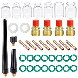 TIANLYLIN 40pcs TIG Gas Lens Collet Body & #4 ~ #12 Glass Cup Kit DB SR WP 9 20 25 TIG Welding Torch