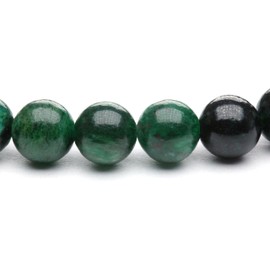 Echtes Smaragd Edelstein Armband mit 6mm Perlen und Edelstahlherz - verschiedene Längen - Heilstein Schutzstein Talisman Glücksbringer Geschenk (Smaragd, 14CM)