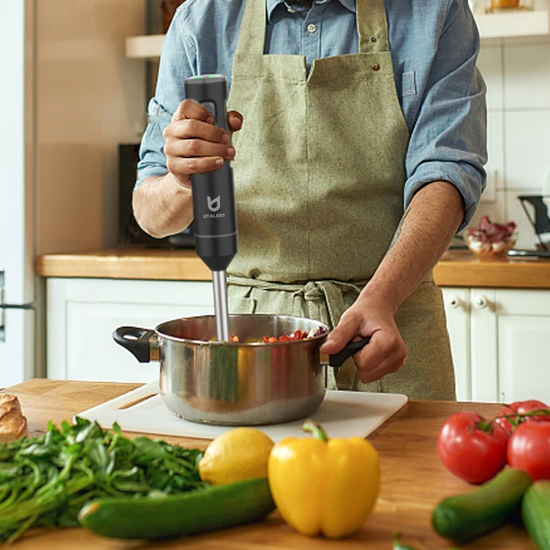 Cordless Hand Blender, UTALENT Variable Speed Immersion Blender Rechargeable, with