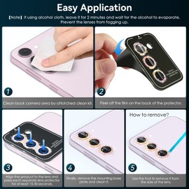 CloudValley 3-Pack Galaxy S24/S23/S23 Plus Camera Lens Protector - 9H Tempered Glass + Aluminum Alloy Metal Ring, Glitter Colorful