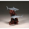 Mako Shark Duo Sculpture by John Perry Airbrushed on Polished
