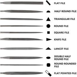 KALIM 10PCS Needle File Set High Carbon Steel File Set with Plastic Non-Slip Handle, Hand Metal Tools for Wood, Plastic, Model, Jewelry, Musical Instrument and DIY (6 Inch Total Length)