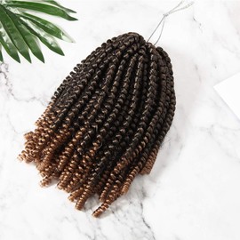 8" Spring Twist Hair Afro Crochet Braids Curly Twists Synthetic Marley Twist Hair Extensions #Black mixed Blond [60 Strands/Pack]