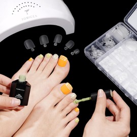 TOMICCA 120 Pieces Toe Nails for Sticking, 12 Sizes Toenail Tips Kit, Full Cover Acrylic Artificial Transparent False Toenails, for Women Nail Art, DIY