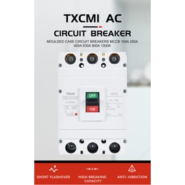 PRACTINET Interruptor Termomagnetico 40 Amper - Trifasico de 3 Polos de 3 Fases, Disyuntor Breaker MCCB de Caja Moldeada de 3P de 40A, Circuit Breaker AC, Proteccion de Equipos Corto Circuito