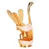 6Pcs Coffee Dessert Fork Set Metal Swan Base Holder Dessert