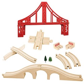 Crossing Track Bridge, OrgMemory Wooden Train Bridge, Wooden Train Bridge, Train Tracks Compatible with All Major Brands