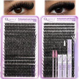 Lash Clusters Kit 720Pcs 60D+80D Natural Cluster Eyelash Extensions Individual Lashes 9-18mm D Curl DIY at Home with Lash Bond&Seal Tweezers and Brush*2